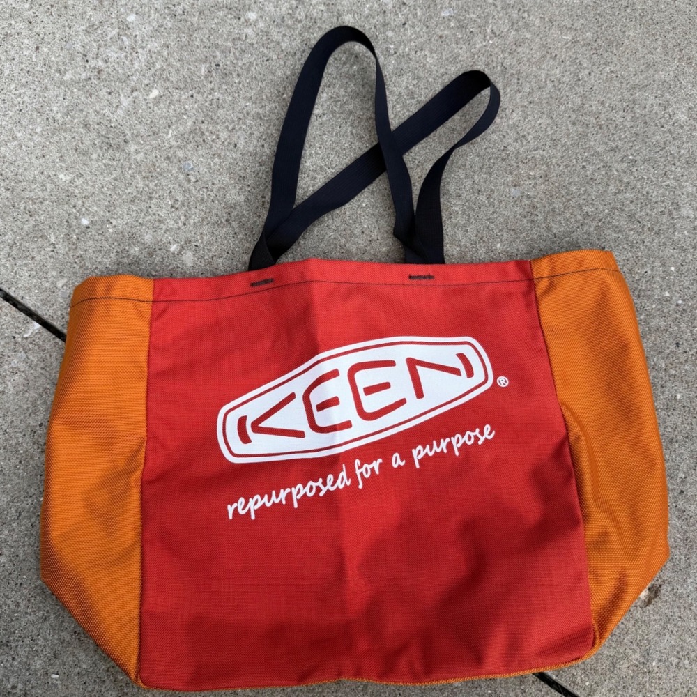 KEEN Repurposed for a Purpose Tote Bag Red Orange Made in USA Large Canvas